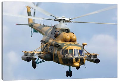 Mil Mi-171Sh Transport Helicopter Of The Kazhakhstan Air Force In Flight Canvas Art Print - Military Aircraft Art