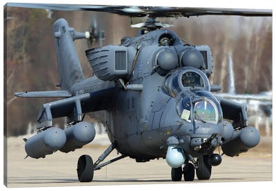 Mil Mi-35M Attack Helicopter Of The Russian Air Force, Kubinka, Russia I Canvas Art Print - Military Aircraft Art