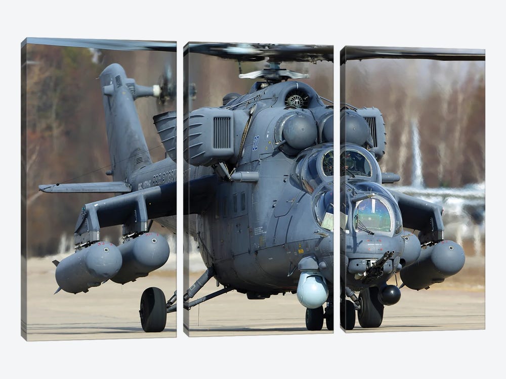 Mil Mi-35M Attack Helicopter Of The Russian Air Force, Kubinka, Russia I by Artem Alexandrovich 3-piece Canvas Artwork