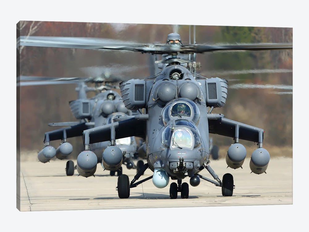 Mil Mi-35M Attack Helicopter Of The Russian Air Force, Kubinka, Russia II by Artem Alexandrovich 1-piece Canvas Print