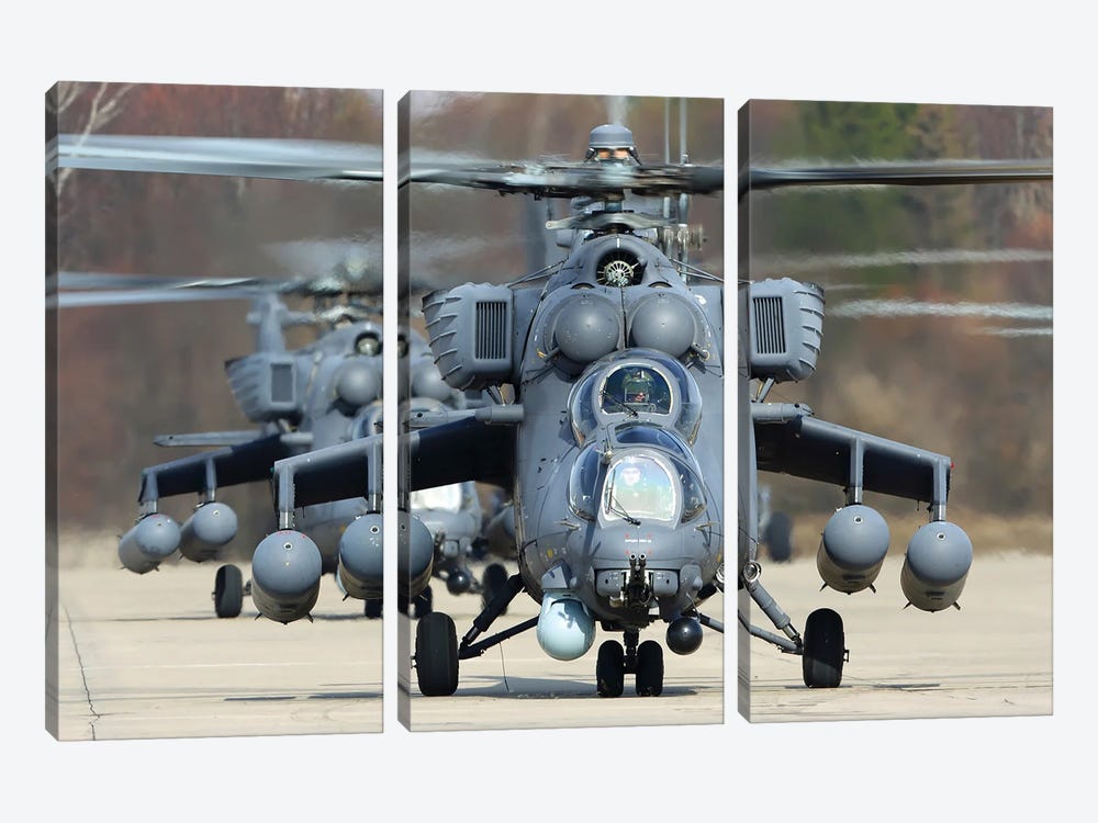 Mil Mi-35M Attack Helicopter Of The Russian Air Force, Kubinka, Russia II by Artem Alexandrovich 3-piece Canvas Print