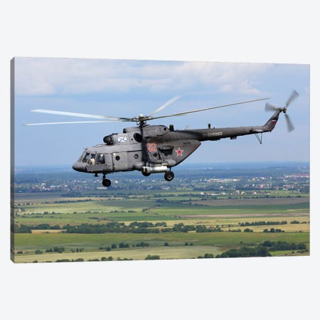 Mil Mi-8Mt Strike And Transport Helicopter Of The Russian Navy In Flight Over Pushkin, Russia Canvas Print #TRK4076} by Artem Alexandrovich Canvas Artwork
