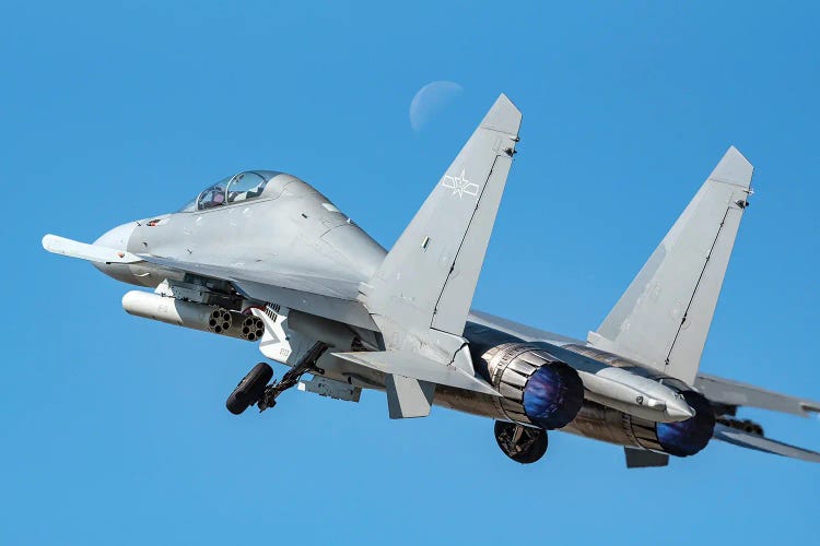 People'S Liberation Army Air Force J-16 Strike Fighter Aircraft Taking Off