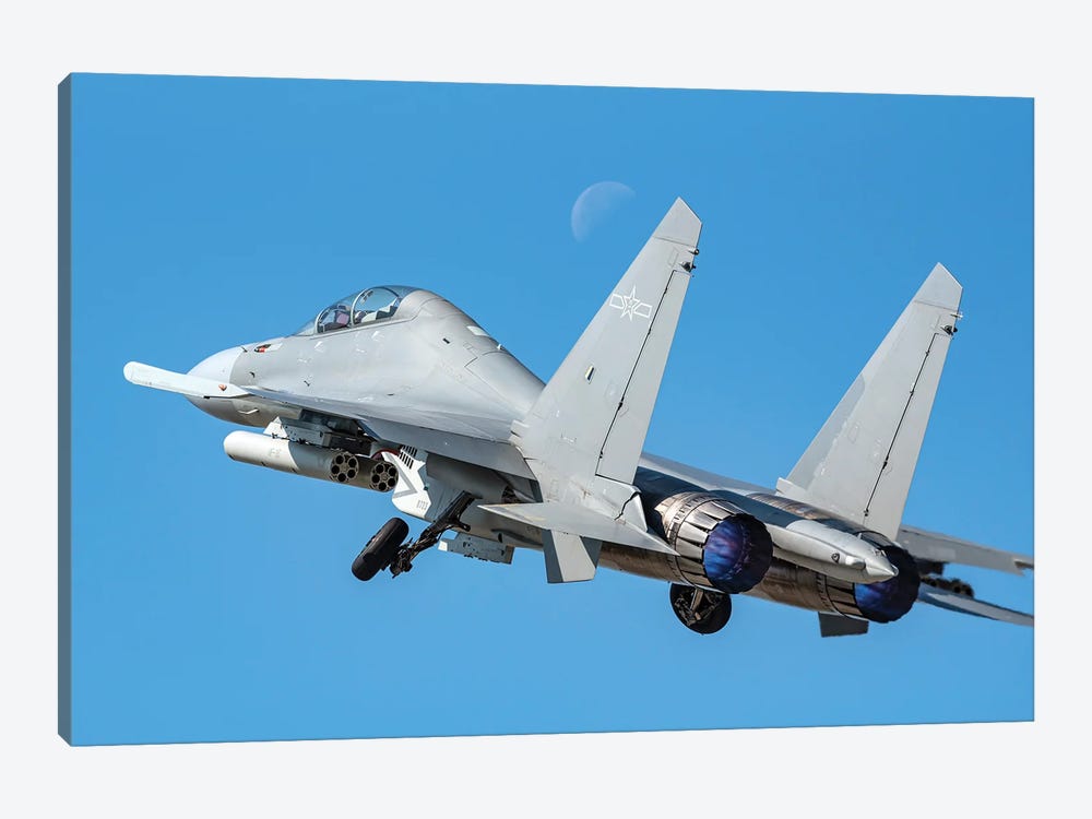 People'S Liberation Army Air Force J-16 Strike Fighter Aircraft Taking Off by Daniele Faccioli 1-piece Canvas Art