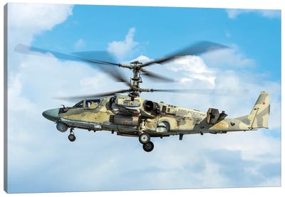 Russian Aerospace Forces Ka-52 Attack Helicopter In Flight, Russia Canvas Art Print