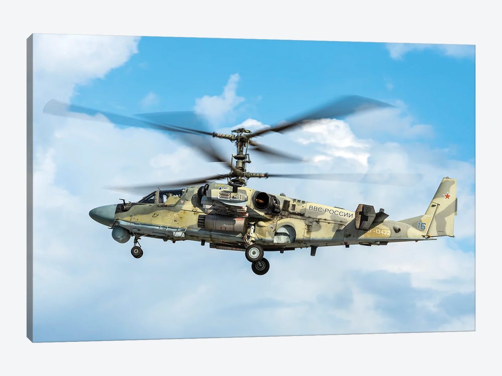 Russian Aerospace Forces Ka-52 Attack Helicopter In Flight, Russia by Daniele Faccioli 1-piece Art Print