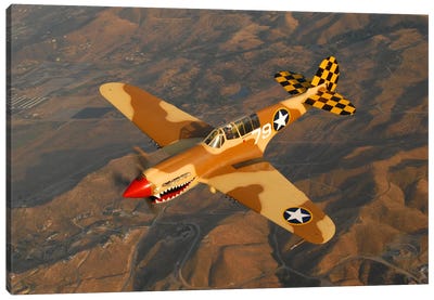 P-40 Warhawk Flying Over Chino, California I Canvas Art Print