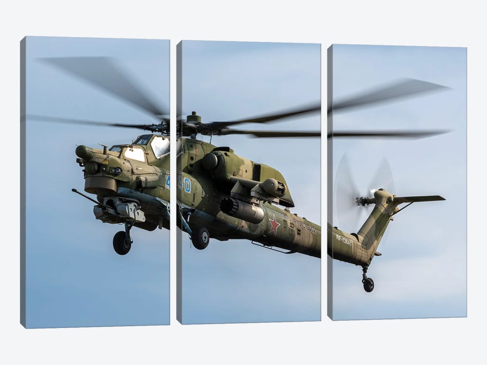 Russian Aerospace Forces Mi-28N Helicopter In Flight, Ryazan, Russia by Daniele Faccioli 3-piece Canvas Art Print