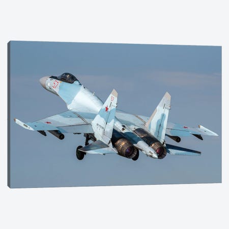 Russian Aerospace Forces Su-35S Taking Off, Ryazan, Russia Canvas Print #TRK4081} by Daniele Faccioli Canvas Artwork
