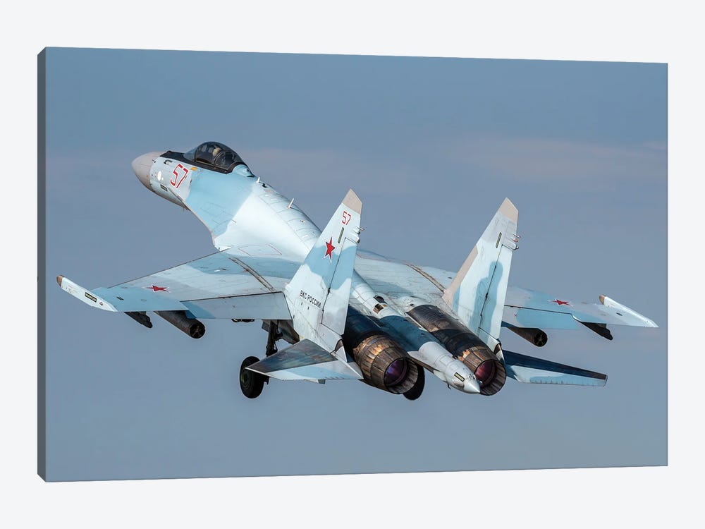 Russian Aerospace Forces Su-35S Taking Off, Ryazan, Russia by Daniele Faccioli 1-piece Canvas Wall Art