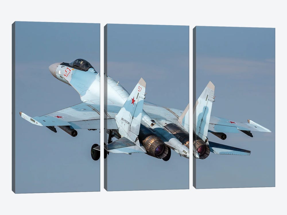 Russian Aerospace Forces Su-35S Taking Off, Ryazan, Russia by Daniele Faccioli 3-piece Canvas Artwork