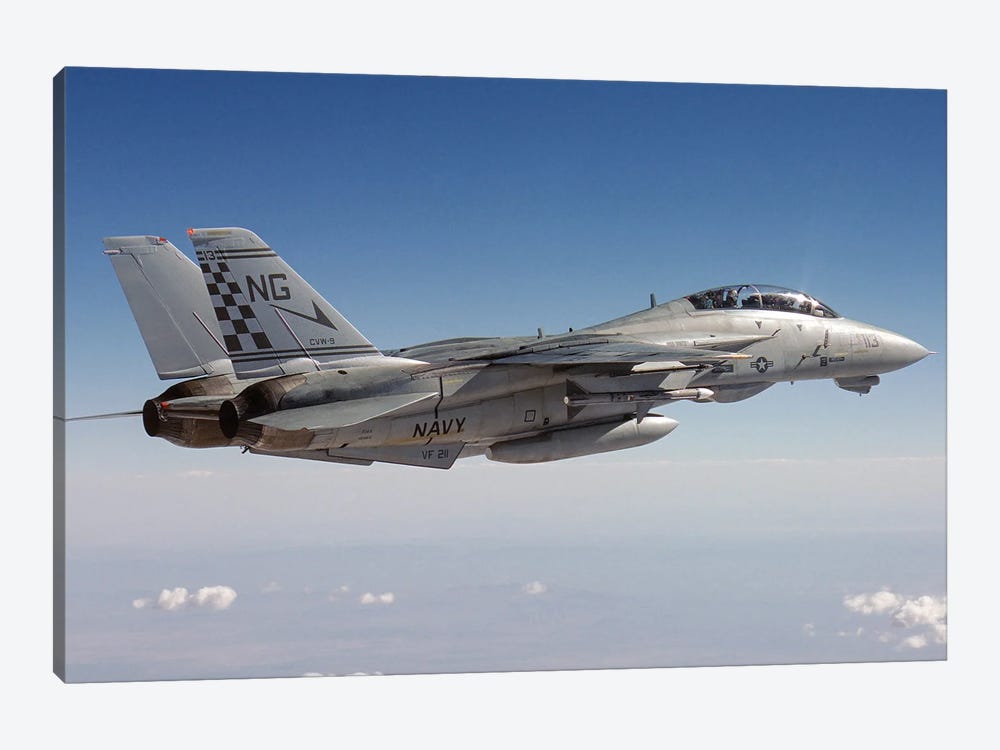 F-14A Tomcat Of Vf-211 Fighting Checkmates by Dave Baranek 1-piece Canvas Art Print