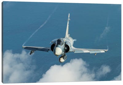 A Brazilian Air Force Mirage 2000 Fighter Plane Over The Atlantic Ocean Canvas Art Print - Military Aircraft Art