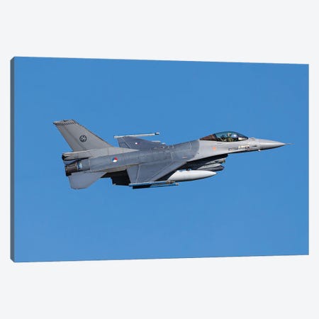 A Royal Netherlands Air Force F-16 Fighting Falcon Taking Off Canvas Print #TRK4089} by Dirk Jan de Ridder Canvas Wall Art