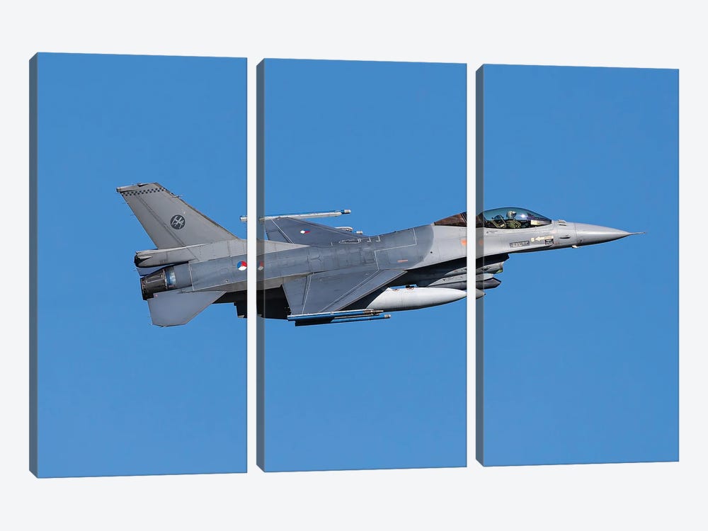 A Royal Netherlands Air Force F-16 Fighting Falcon Taking Off by Dirk Jan de Ridder 3-piece Canvas Artwork
