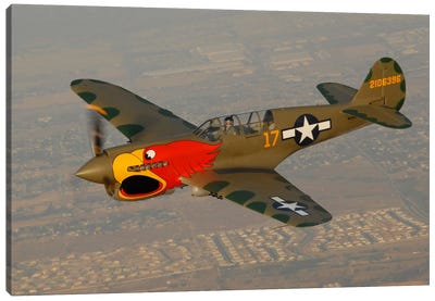 P-40 Warhawk Flying Over Chino, California II Canvas Art Print