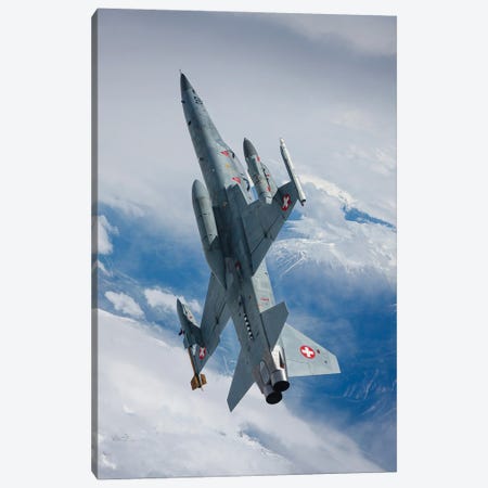 A Swiss Air Force F-5F Tiger II Flying Over The Swiss Alps II Canvas Print #TRK4092} by Dirk Jan de Ridder Art Print