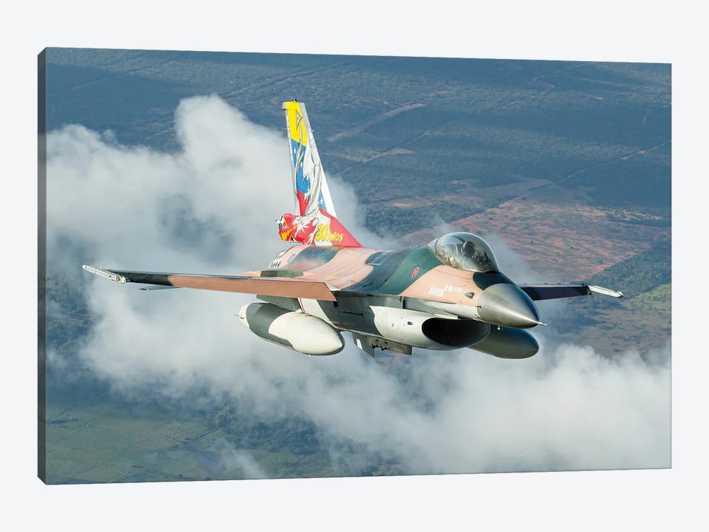 A Venezuelan Air Force F-16 Fighting Falcon Flying Over Brazil by Dirk Jan de Ridder 1-piece Canvas Print