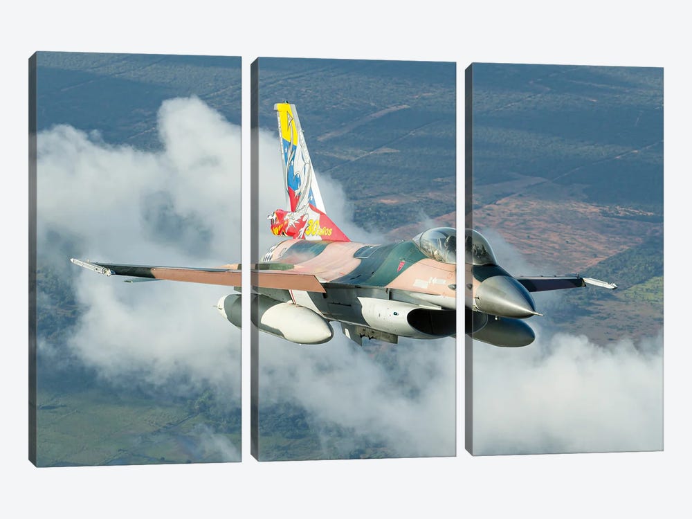 A Venezuelan Air Force F-16 Fighting Falcon Flying Over Brazil by Dirk Jan de Ridder 3-piece Art Print