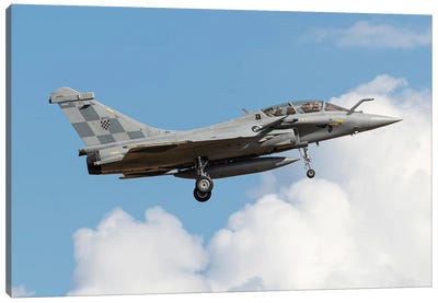 The First Rafale Omnirole Fighter Jet For The Croatian Air Force Prepares For Landing Canvas Art Print - Military Aircraft Art