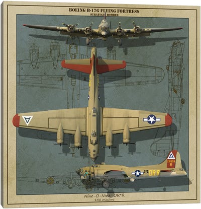 A B-17G Flying Fortress Strategic Bomber Of World War II Canvas Art Print - Military Aircraft Art