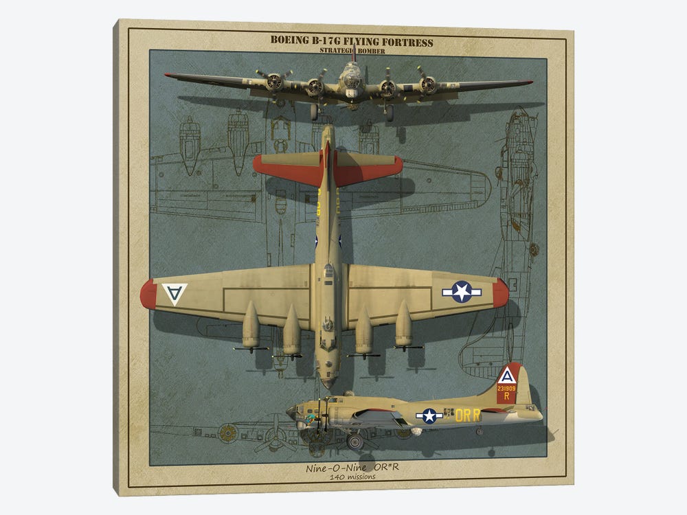A B-17G Flying Fortress Strategic Bomber Of World War II by Kurt Miller 1-piece Canvas Wall Art