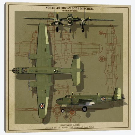 A B-25B Mitchell Medium Bomber Plane Of World War II Canvas Print #TRK4099} by Kurt Miller Canvas Print