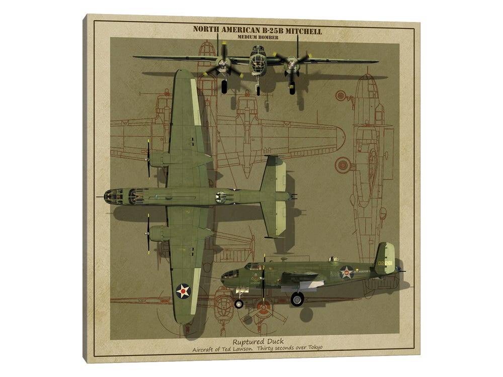 A B-25B Mitchell Medium Bomber Plane Of Worl - Art Print