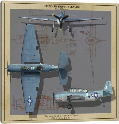 A Tbm-1C Avenger Torpedo Bomber Of World War II Canvas Art Print - Military Aircraft Art