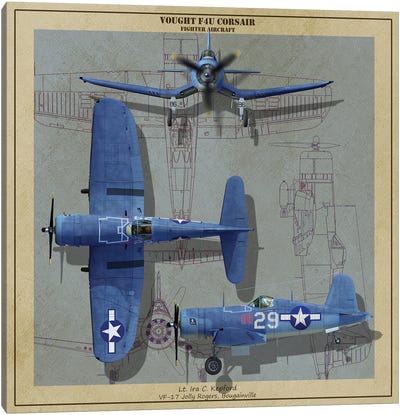 F4U Corsair Fighter Aircraft Of World War II Canvas Art Print - Military Aircraft Art