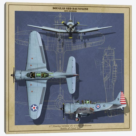 Sbd Dauntless Dive Bomber Of World War II Canvas Print #TRK4107} by Kurt Miller Canvas Art