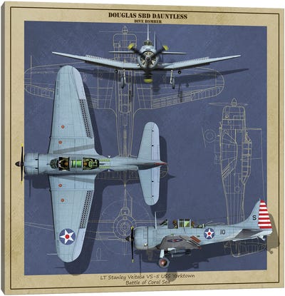 Sbd Dauntless Dive Bomber Of World War II Canvas Art Print - Military Art
