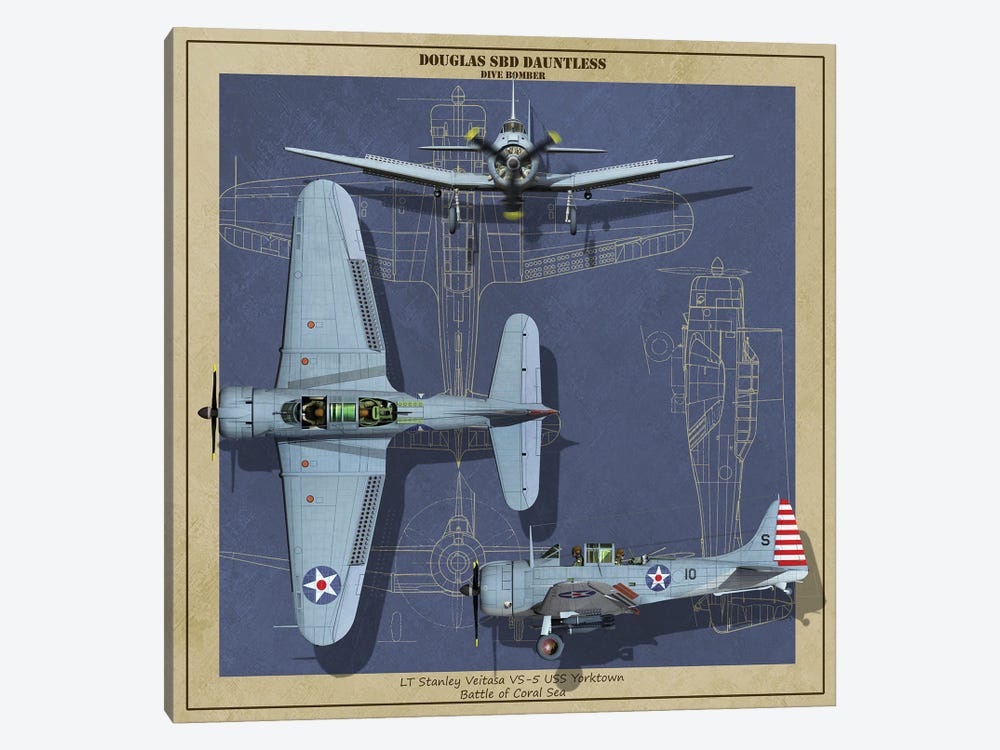 Sbd Dauntless Dive Bomber Of World War II by Kurt Miller 1-piece Art Print