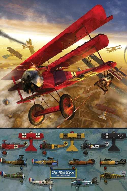 The Red Baron Poster, Showing The Fokker Triplane Of The German Air Force In Wwi by Kurt Miller wall art