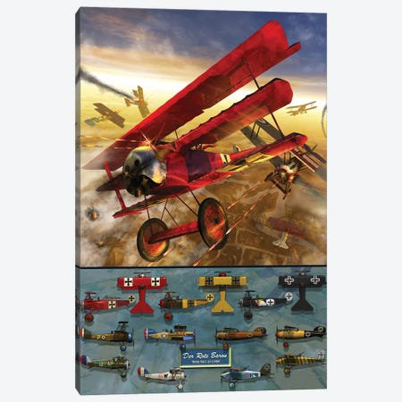 The Red Baron Poster, Showing The Fokker Triplane Of The German Air Force In Wwi Canvas Print #TRK4108} by Kurt Miller Canvas Art Print
