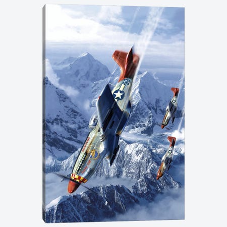 Tuskegee Airmen Flying Near The Alps In Their P-51 Mustangs Canvas Print #TRK4109} by Kurt Miller Canvas Print