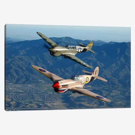 P-40 Warhawks Flying Over Chino, California I Canvas Print #TRK410} by Phil Wallick Canvas Art