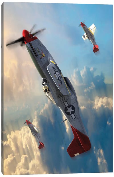 Tuskegee Airmen Flying Their P-51 Mustangs Canvas Art Print - Military Aircraft Art