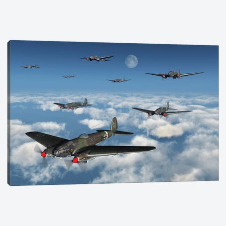 A Squadron Of German Heinkels On A Bombing Mission Canvas Print #TRK4114} by Mark Stevenson Canvas Print