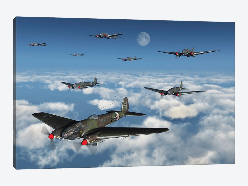 A Squadron Of German Heinkels On A Bombing Mission by Mark Stevenson 1-piece Canvas Print