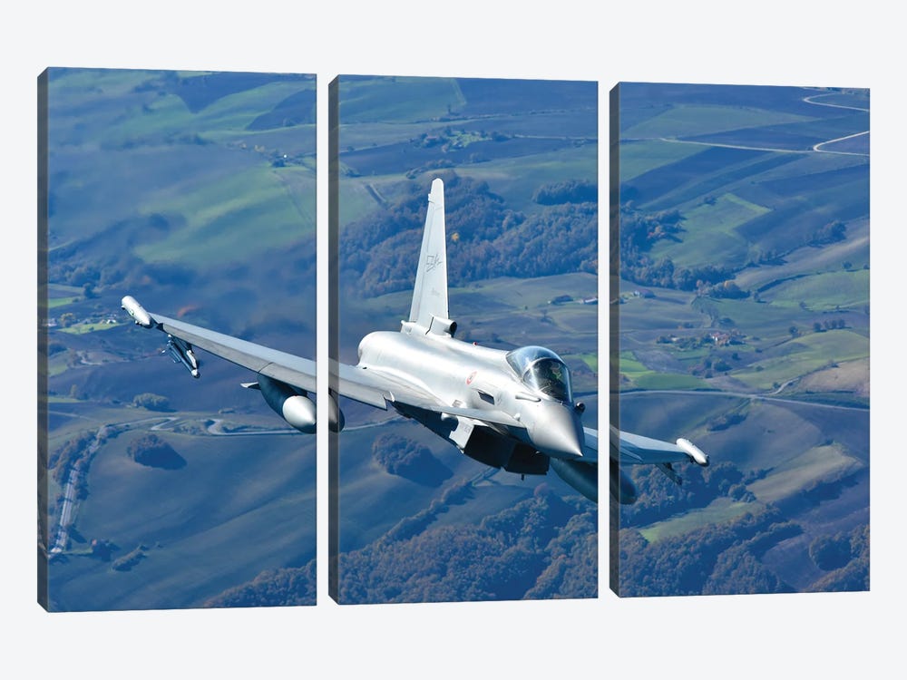 Italian Air Force F-2000A Flying Over Southern Italy During Exercise Falcon Strike 2022 by Riccardo Niccoli 3-piece Canvas Wall Art