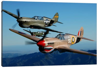 P-40 Warhawks Flying Over Chino, California II Canvas Art Print