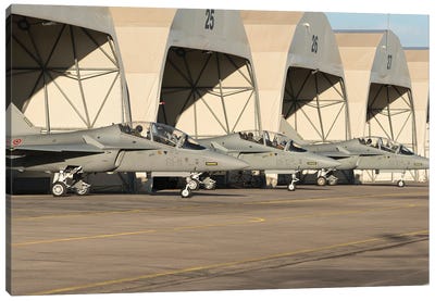 Italian Air Force T-346S At Lecce-Galatina Air Base, Italy Canvas Art Print - Military Aircraft Art