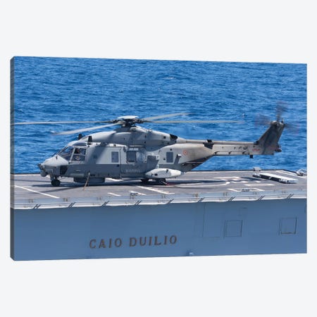 Italian Navy Sh90A On The Flight Deck Of Ddg Caio Duilio Canvas Print #TRK4123} by Simone Marcato Art Print