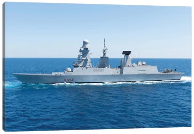 Port Side View Of Italian Navy Destroyer Caio Duilio Canvas Art Print - Military Art