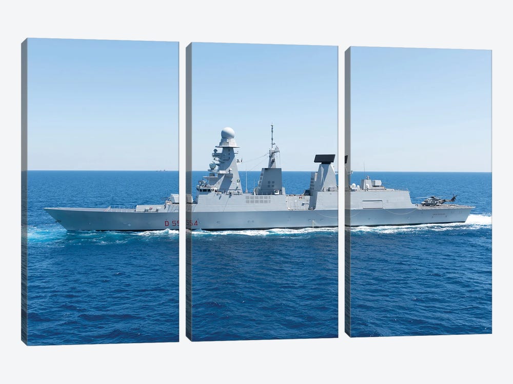 Port Side View Of Italian Navy Destroyer Caio Duilio by Simone Marcato 3-piece Canvas Wall Art