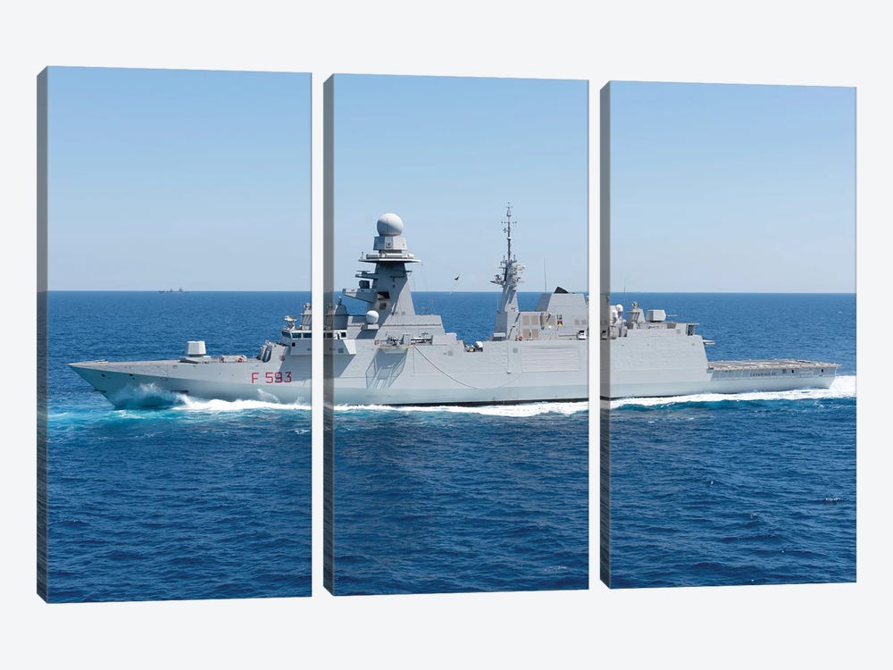 Port Side View Of Italian Navy Frigate Carabiniere by Simone Marcato 3-piece Canvas Print