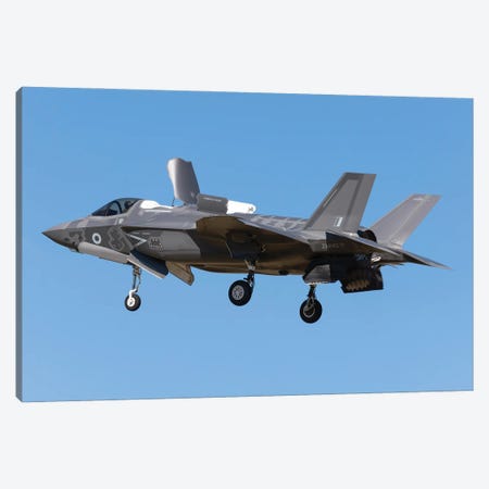 Royal Air Force F-35B Performs A Vertical Landing Canvas Print #TRK4127} by Simone Marcato Canvas Art
