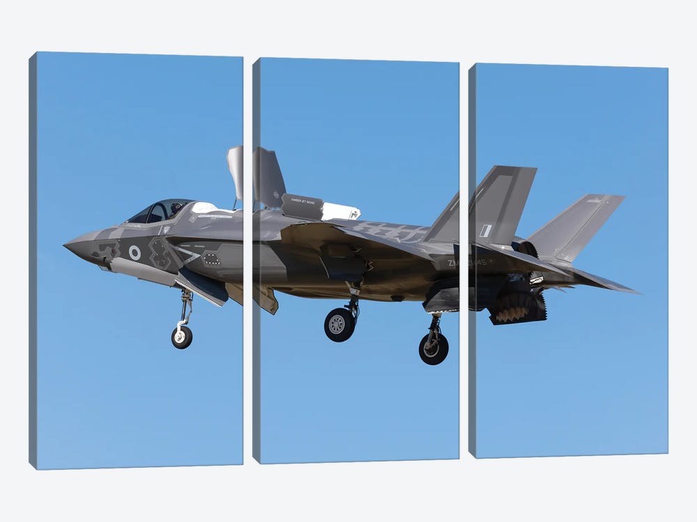 Royal Air Force F-35B Performs A Vertical Landing by Simone Marcato 3-piece Canvas Art Print
