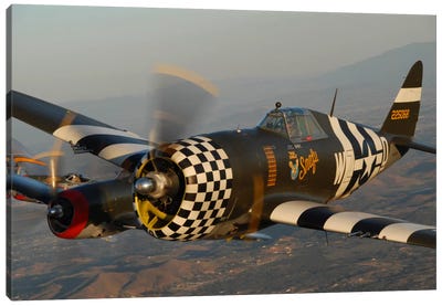 P-47 Thunderbolts Flying Over Chino, California I Canvas Art Print - Military Aircraft Art
